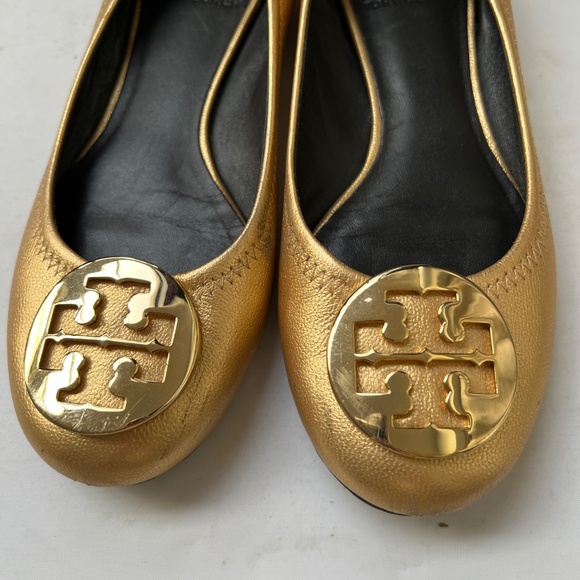 Tory Burch Gold Slip on Shoes Ballet Flats Size 6 1/2 M - Picture 4 of 10